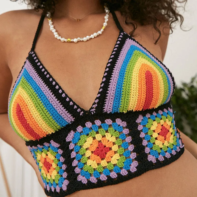Colorful Striped Knitted Cami Top