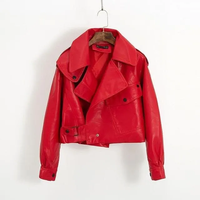 Faux Leather Collar Jacket
