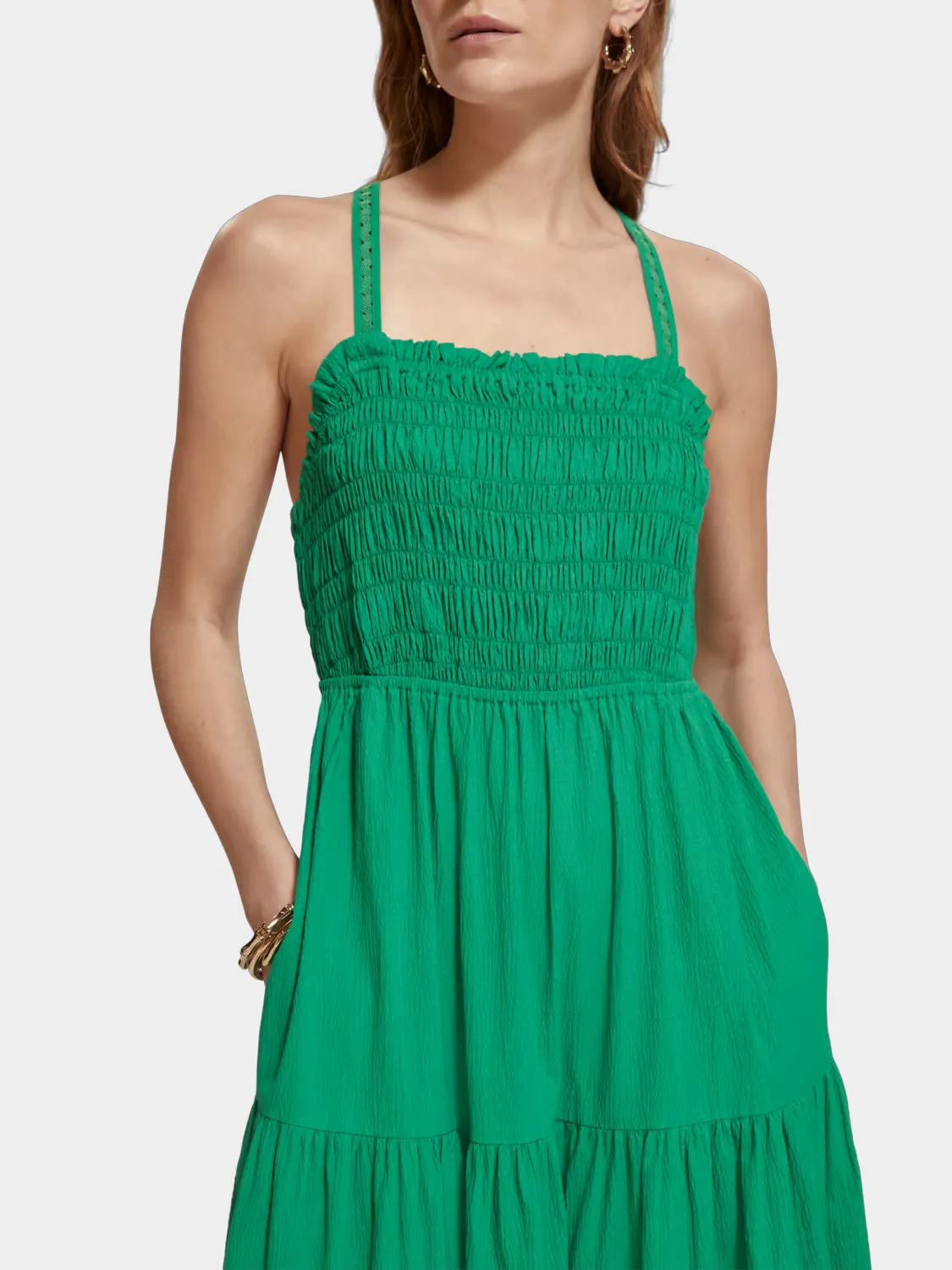 Maxi dress with smock detail